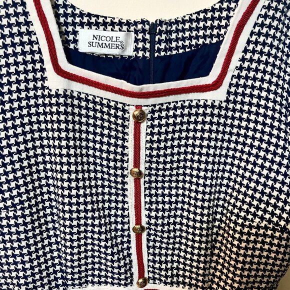VINTAGE NICOLE SUMMERS Houndstooth Mini Dress Y2K Clueless Cher Holiday Party S - Picture 13 of 13